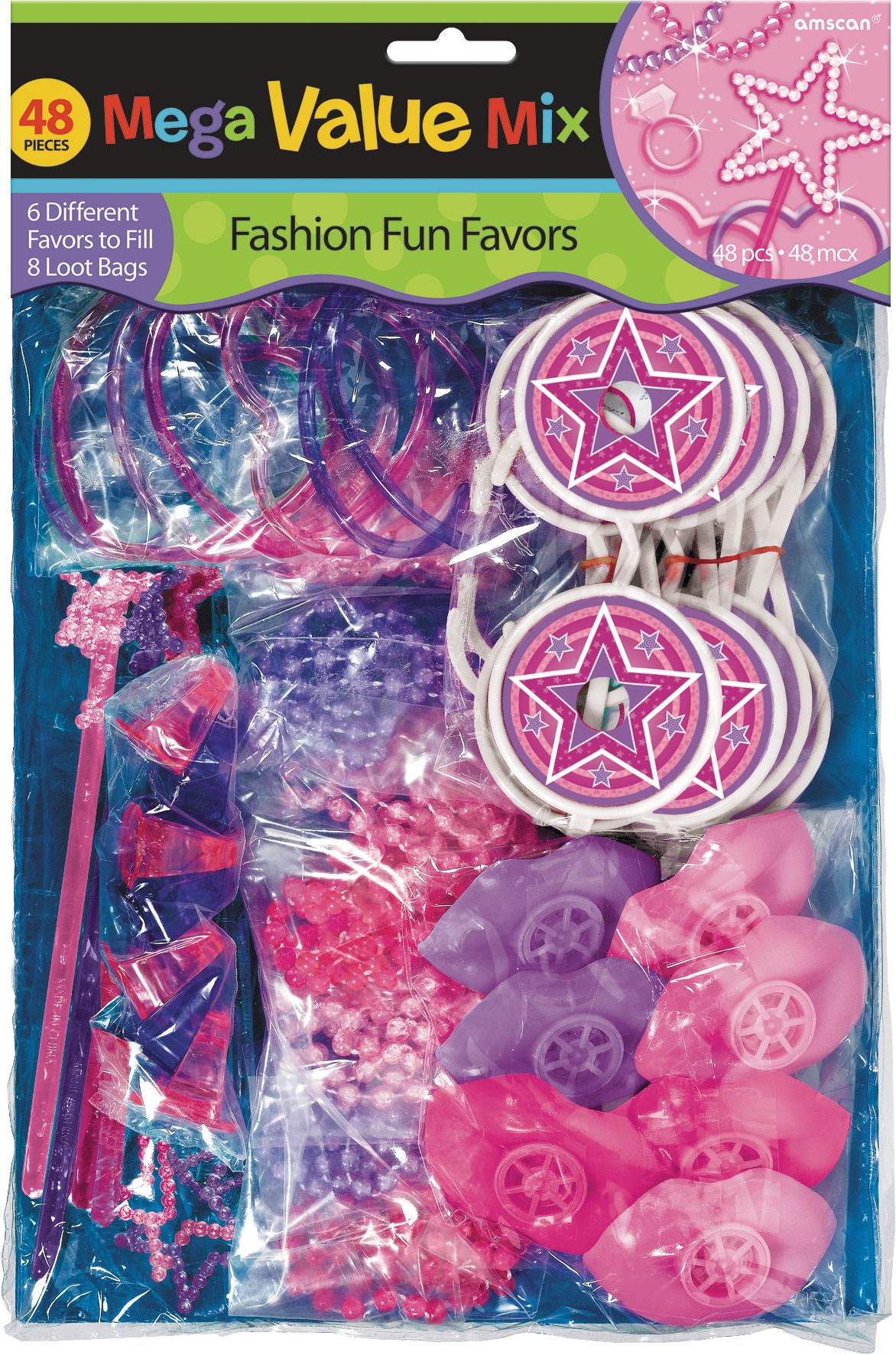 Fashion Fun Wearable Favours with Necklaces, Wands & More, Purple, 48-pk, Ages 3+, for Birthday/Party Favour Front_Flat