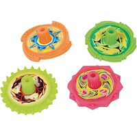 Neon Spinning Tops, Multi-Coloured, 12-pk for Birthday/Party Favour Front_Angled_Left