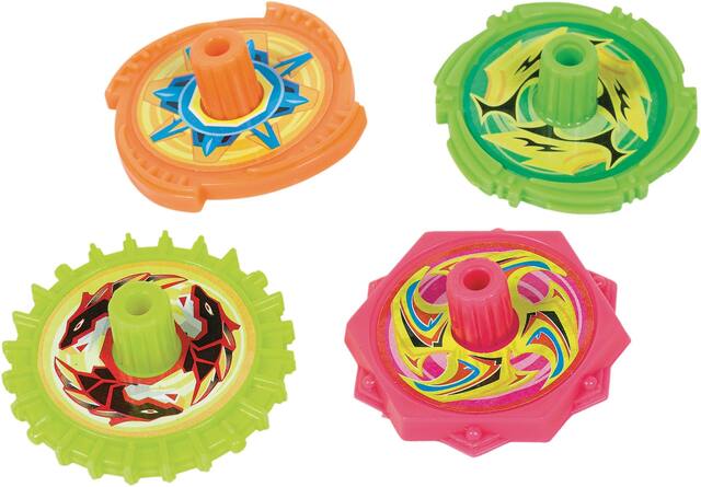 Neon Spinning Tops, Multi-Coloured, 12-pk for Birthday/Party Favour Front_Angled_Left