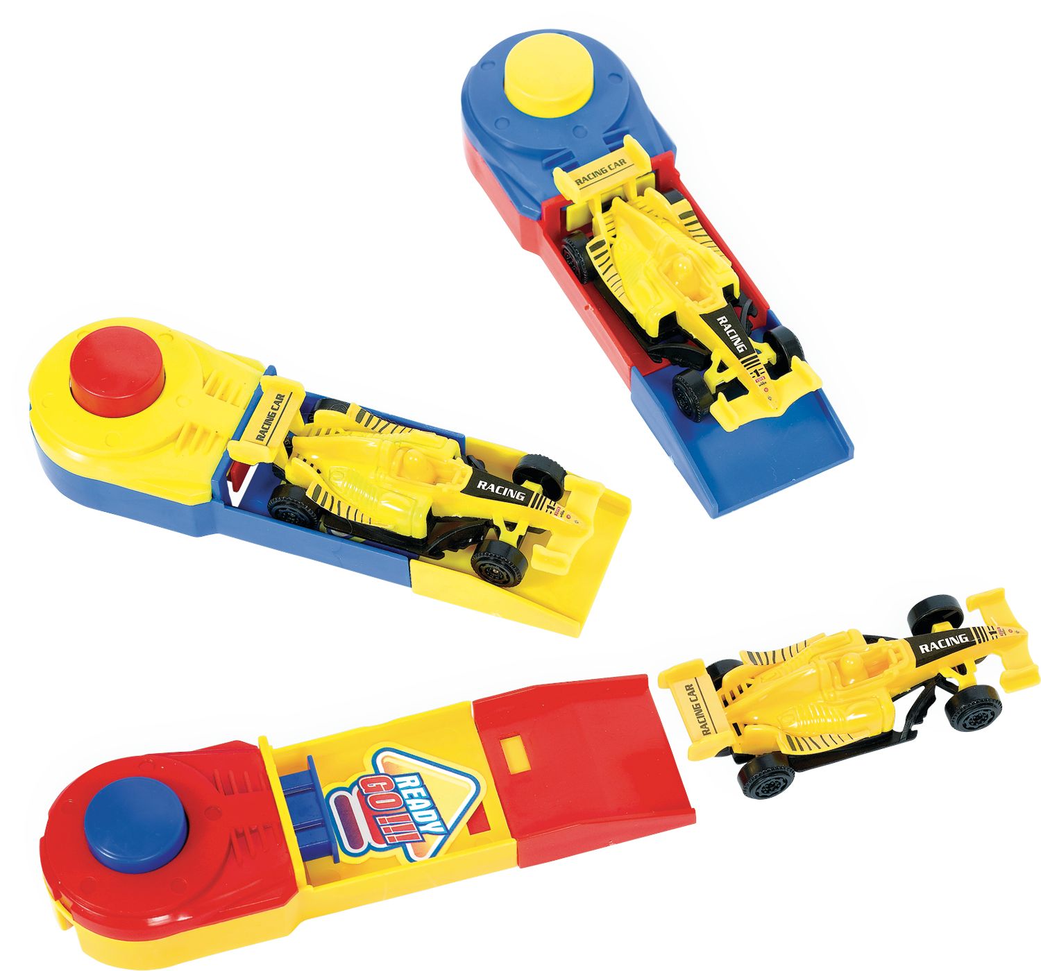 Race Car Toys with Launchers, Red/Yellow/Blue, 6-pk, for Birthday/Party Favour Composite_or_Mixed