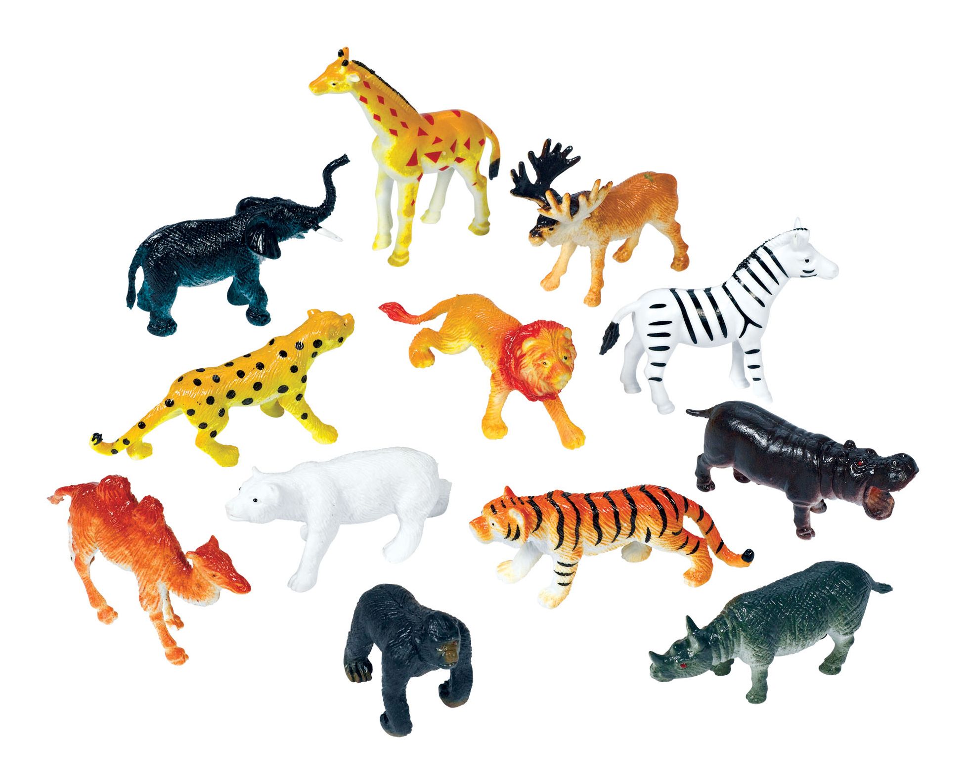 Zoo Animals Favour Toys, Multi-Coloured, 36-pk, for Birthday/Party Favour Composite_or_Mixed