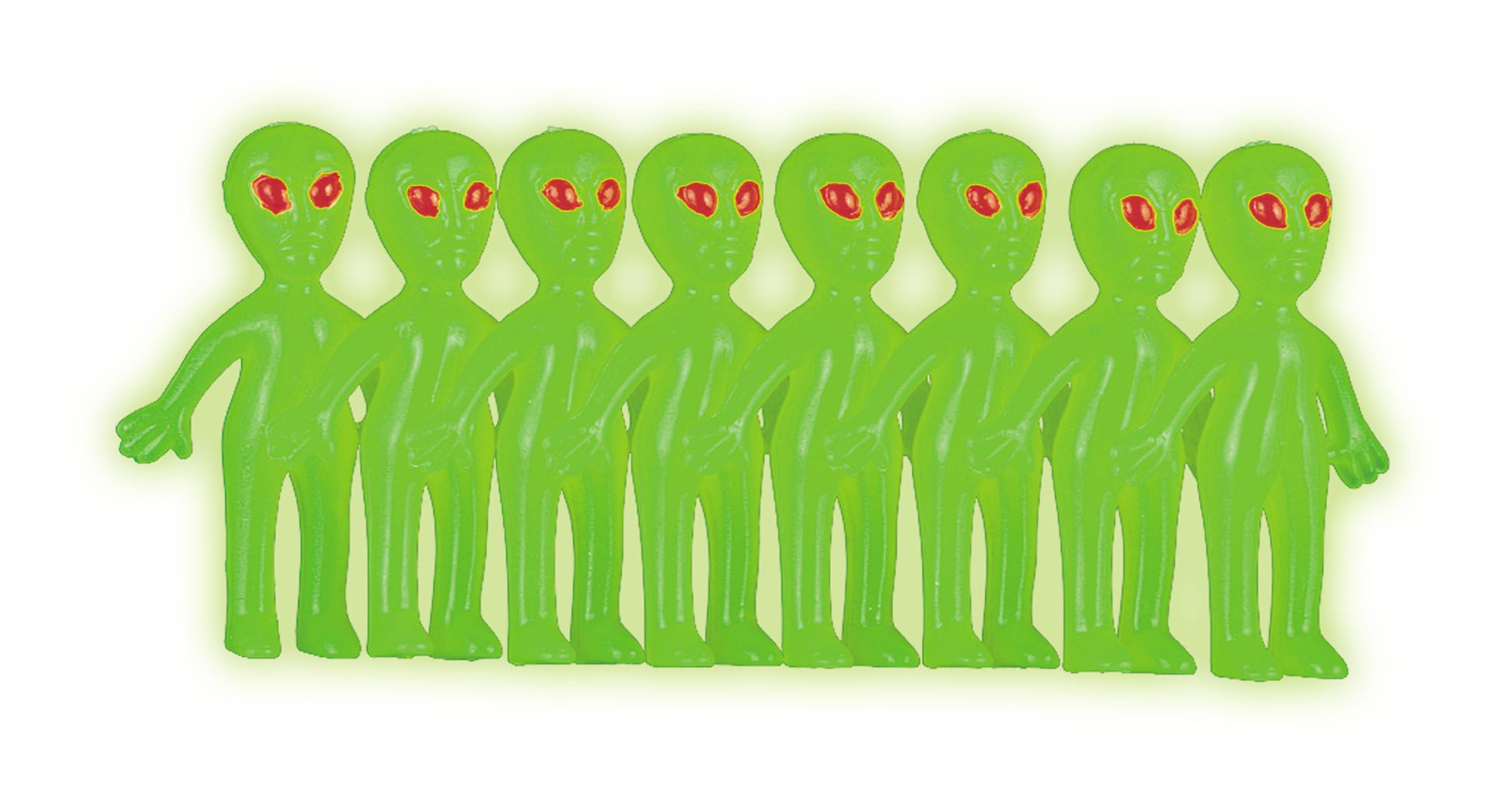 Extraterrestres qui brillent dans le noir, paq. 12 Front_Angled_Right