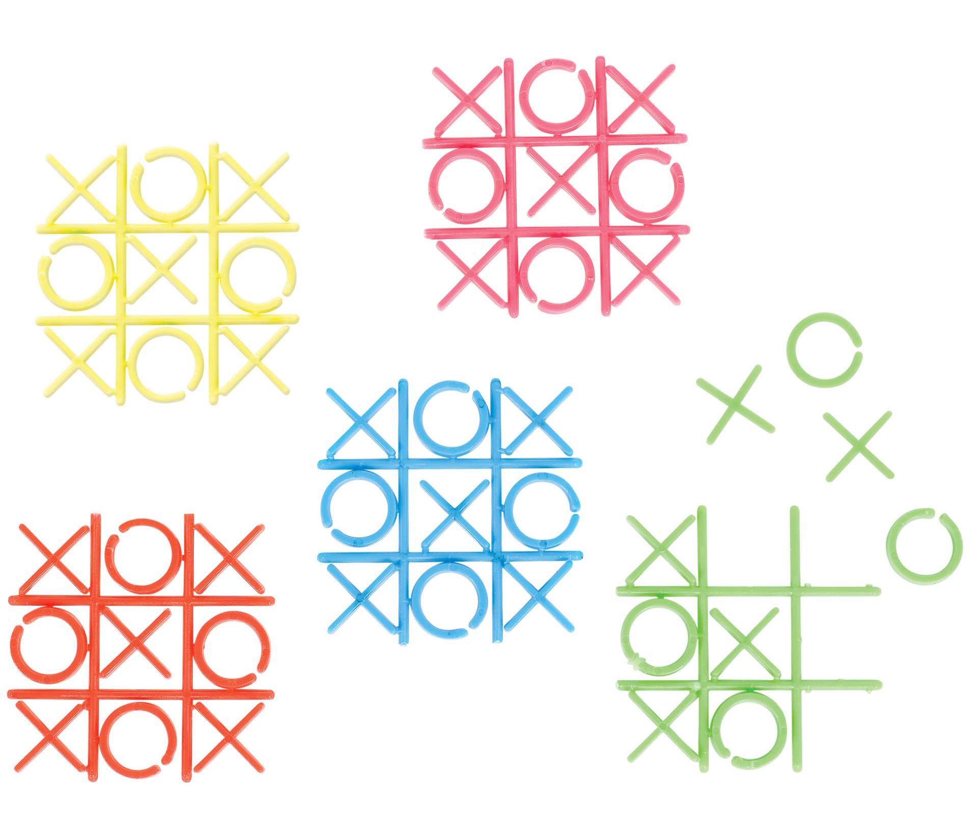 Mini Tic-Tac-Toe Games, Multi-Coloured, 18-pk, for Birthday/Party Favour Overhead_Flat