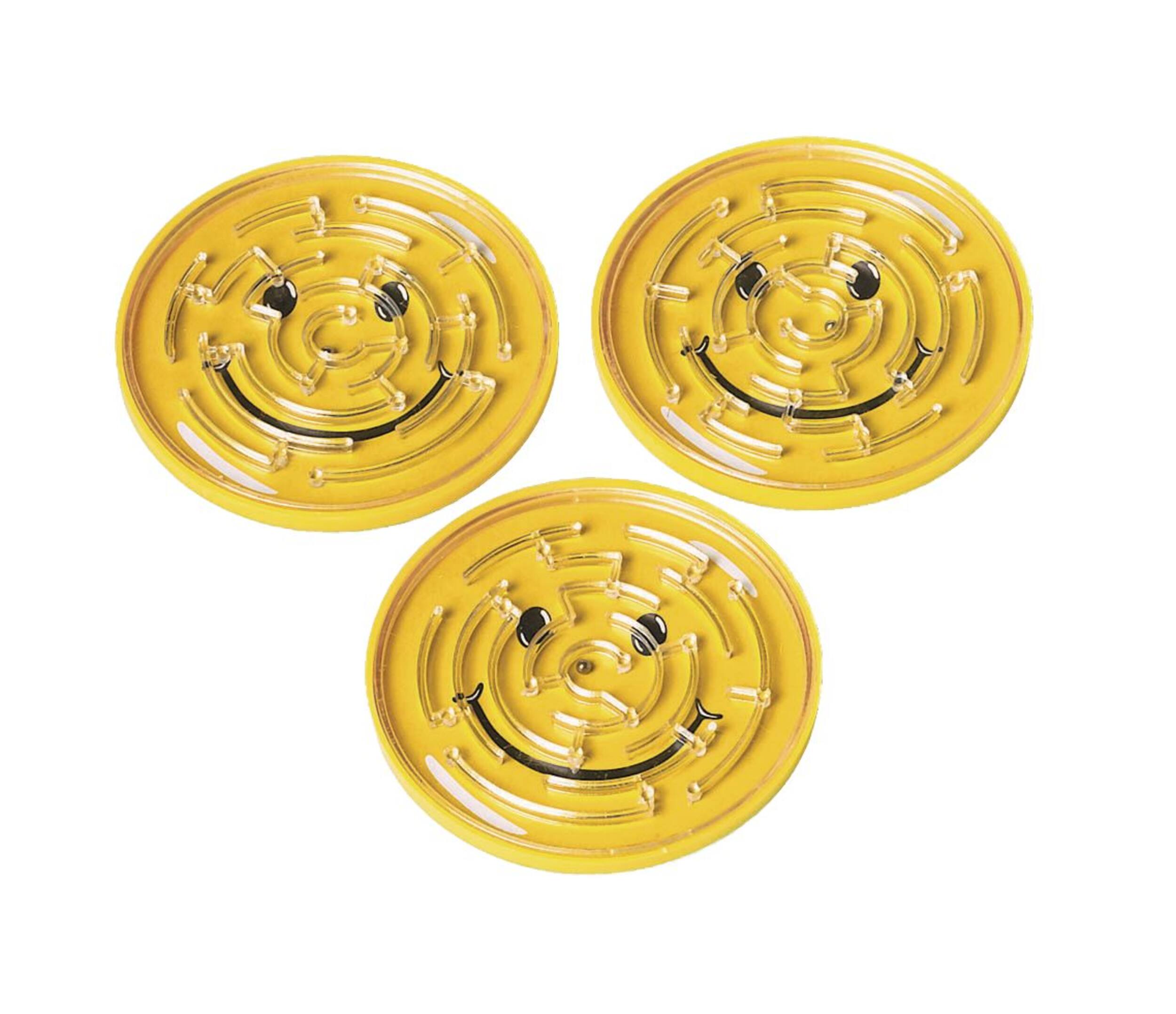 Smiley Face Maze Puzzle Toys, Yellow, 12-pk, for Birthday/Party Favour Overhead_Plunge