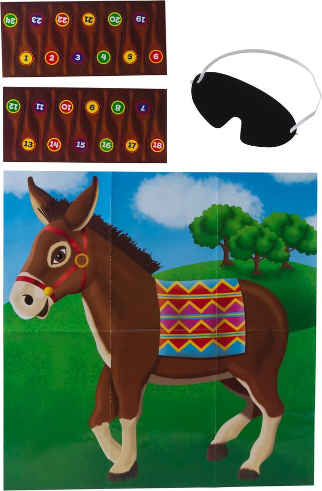 Pin the Tail on The Donkey Game, Brown, 10-pk, All Ages, for Birthday Party Front_Flat