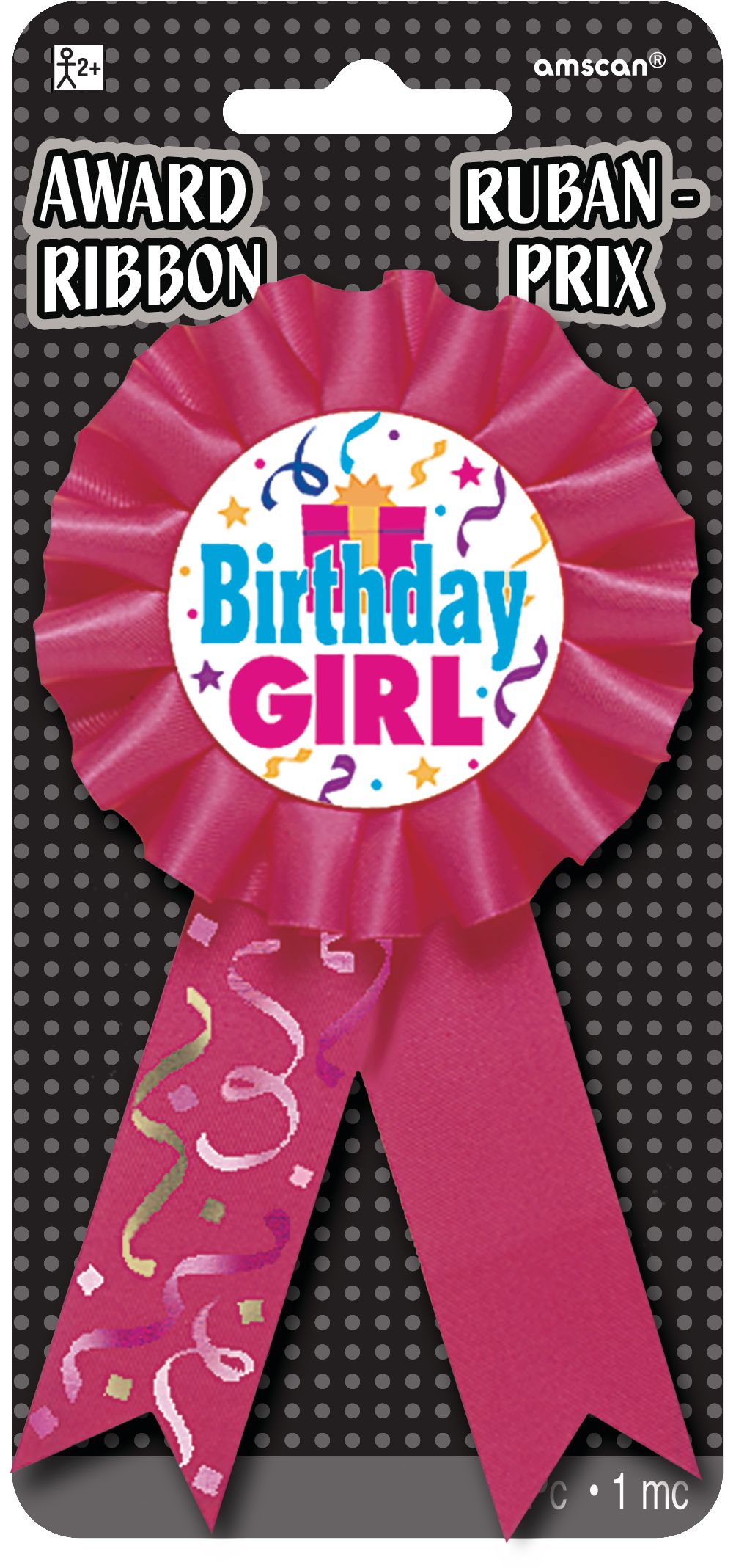 "Birthday Girl" Award Ribbon, Pink, One Size, Wearable Accessory for Birthdays Front_Flat