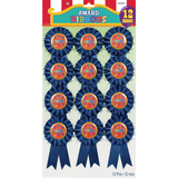 "Winner" Winner Ribbons, Blue/Red/Yellow, 12-pk, for Sports/Movie/Awards/Oscar Party Front_Flat