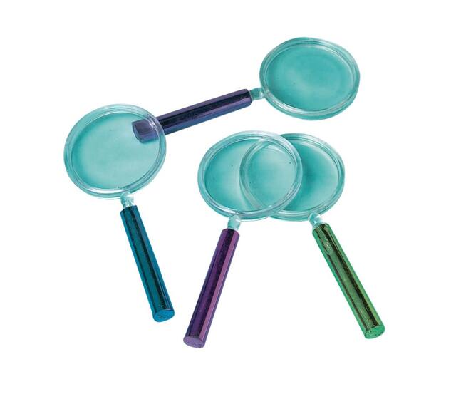 Magnifying Glasses, Multi-Coloured, 4-in, 12-pk, for Birthday Party/Halloween Composite_or_Mixed