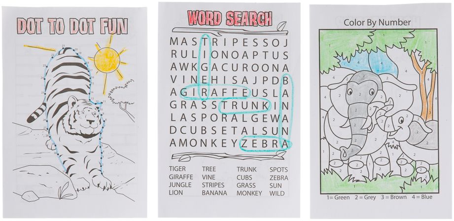 Jungle Animal Fun Activity Pads, 8-pc Overhead_Flat