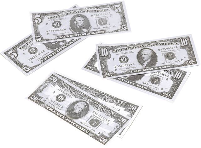 Play Money Pads, 12-pk Overhead_Plunge