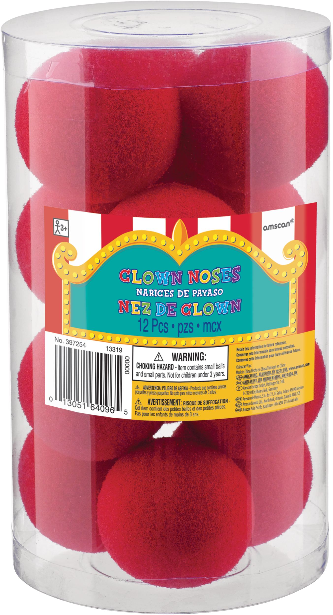 Red Clown Noses, 12-pk Front_Flat