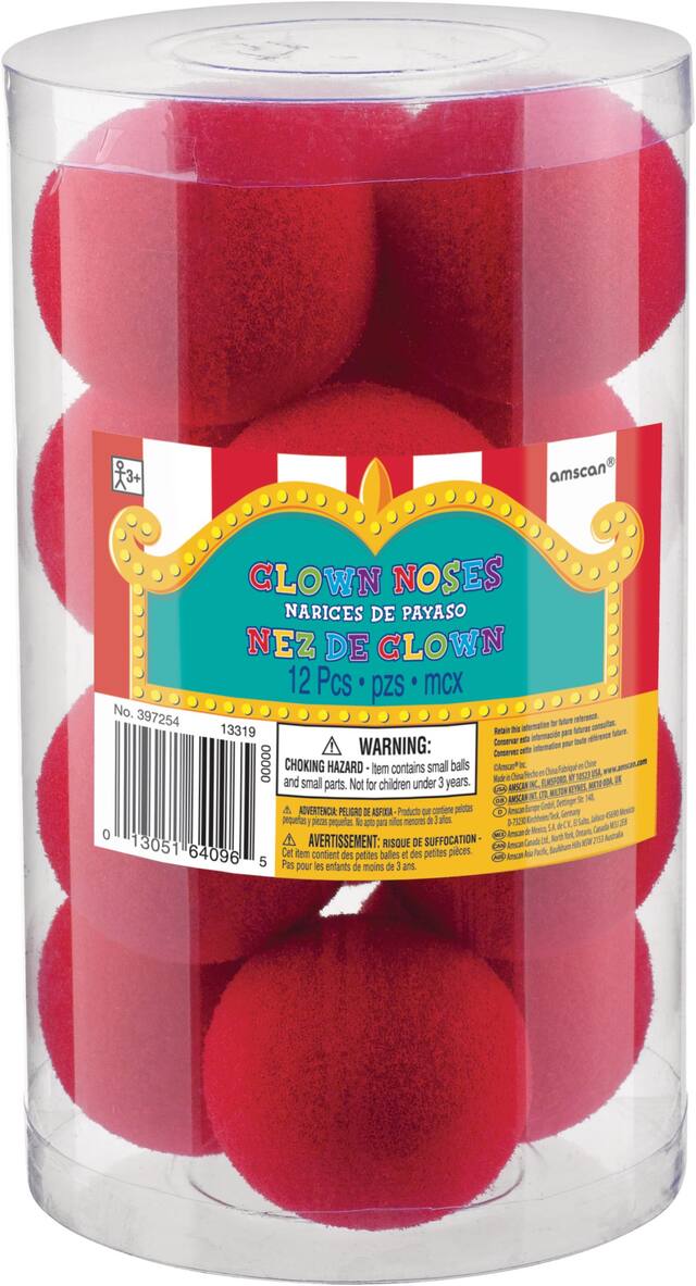 Red Clown Noses, 12-pk Front_Flat