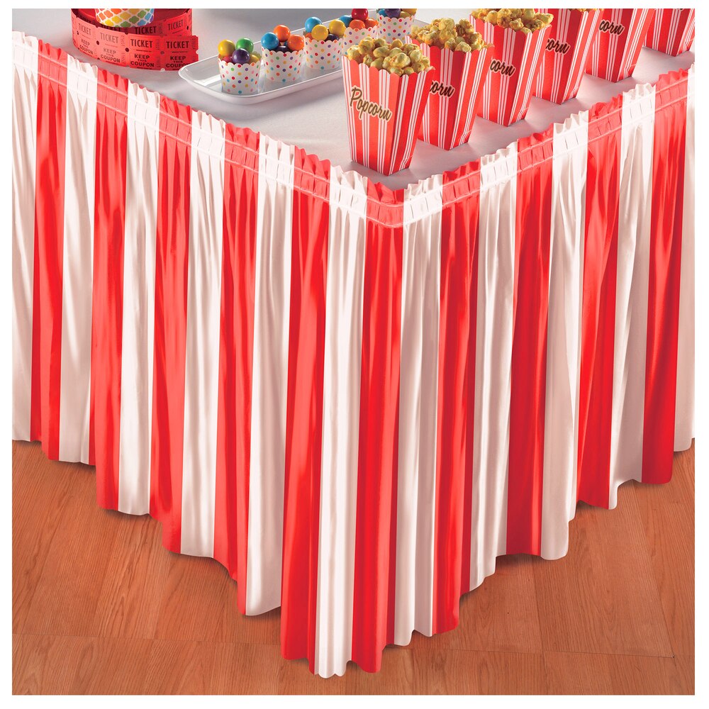 Red & White Striped Table Skirt Party City