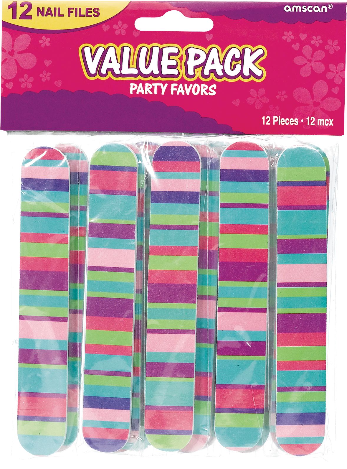 Rainbow Stripe Emery Boards, 12-pk Front_Flat