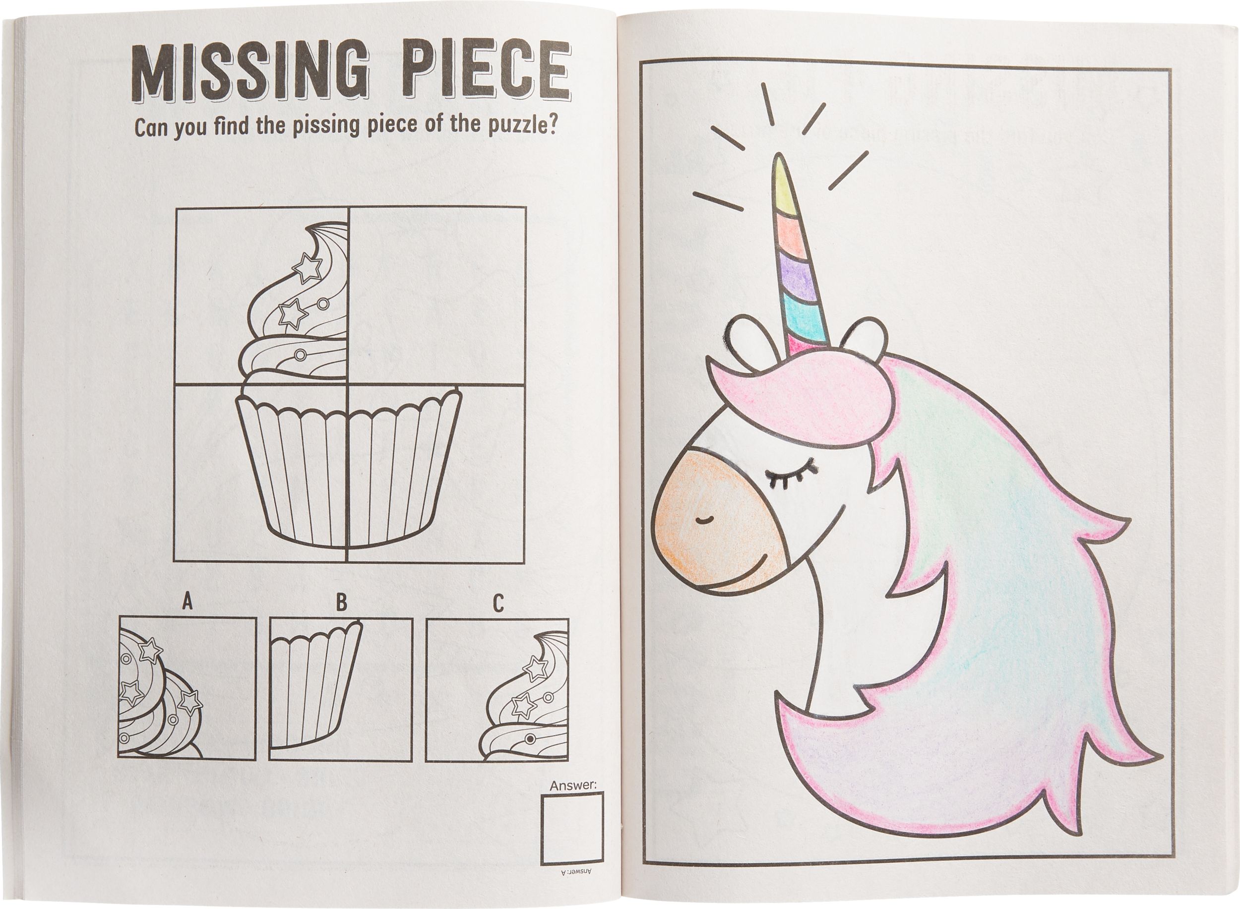Unicorn Colouring & Activity Book, Black/White, 32 Pages, Ages 4+, for Arts & Crafts/Birthday Favour Composite_or_Mixed