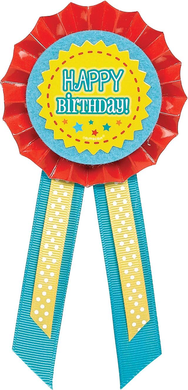 Ruban de mérite Happy Birthday, multicolore, taille unique, accessoire portable pour anniversaires Front_Flat