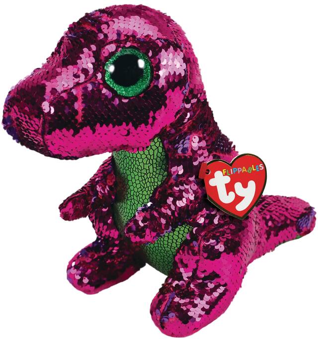 TY Stompy Flippables Dinosaur Plush Front_Angled_Left