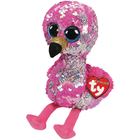 TY Pinky Flippables Flamingo Plush Front_Angled_Left