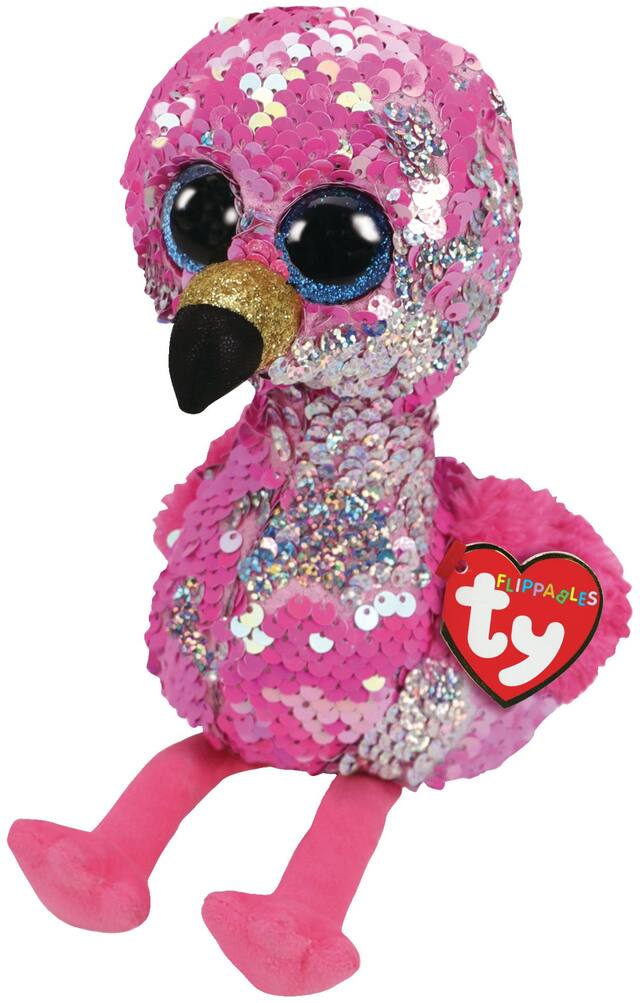 Peluche Pinky le flamant Ty Flippables Front_Angled_Left