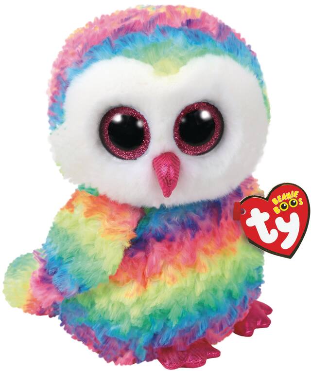 TY Owen Beanie Boo Owl Plush Front_Angled_Right
