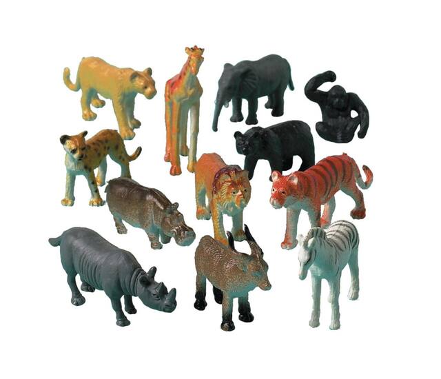 Jungle Animals Favour Toys, Multi-Coloured, 12-pk, for Birthday/Party Favour Composite_or_Mixed