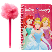 Carnet de notes Princesses Disney avec style à plumes Front_Flat