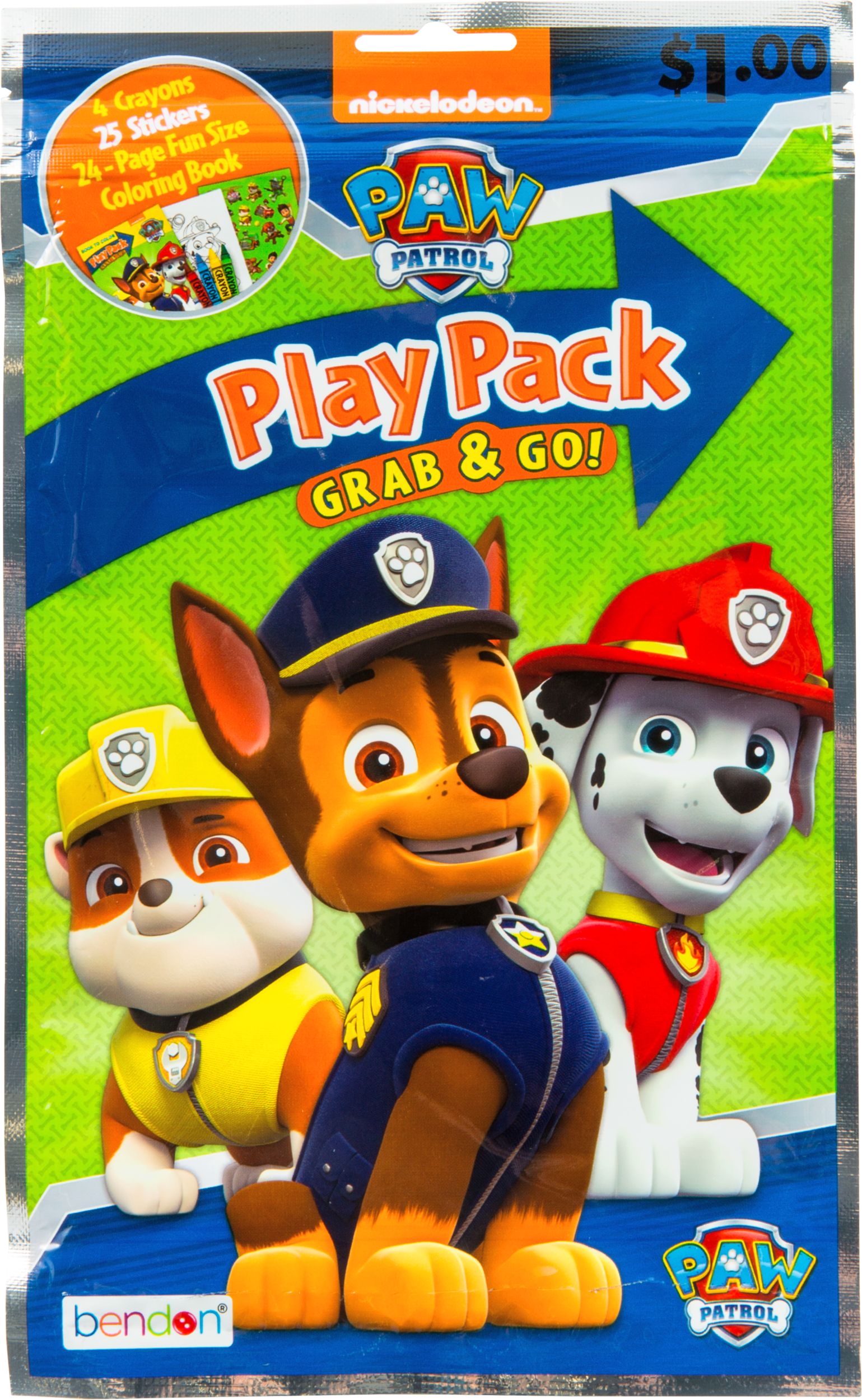 Nickelodeon PAW Patrol Colouring & Activity Book with Crayons & Stickers, Black/White, 24 Pages, Ages 4+, for Arts & Crafts/Birthday Favour Front_Flat