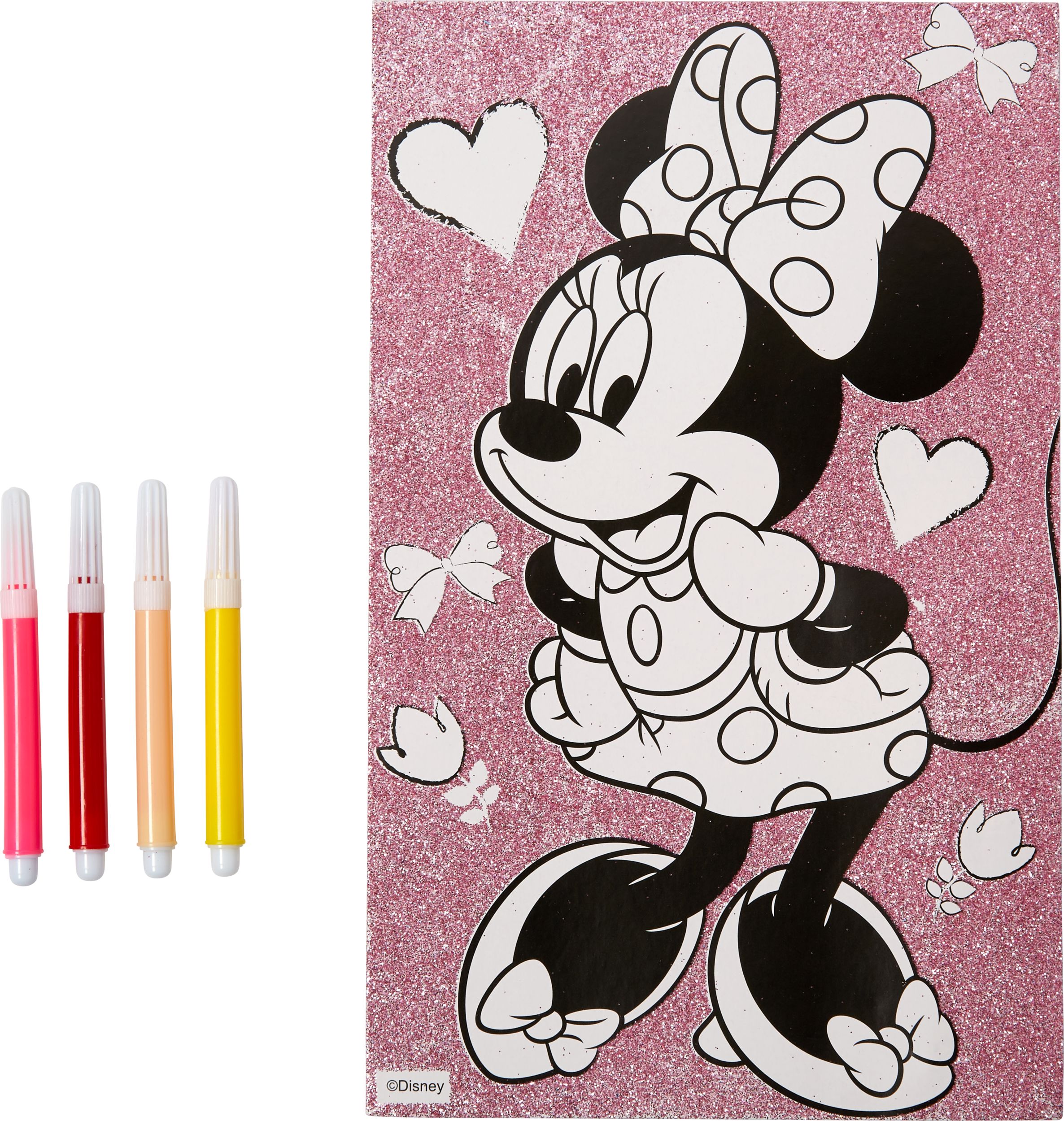 Glitter Minnie Mouse Colouring Poster with Markers Overhead_Flat
