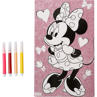 Affiche à colorier scintillante Minnie Mouse avec marqueurs Overhead_Flat