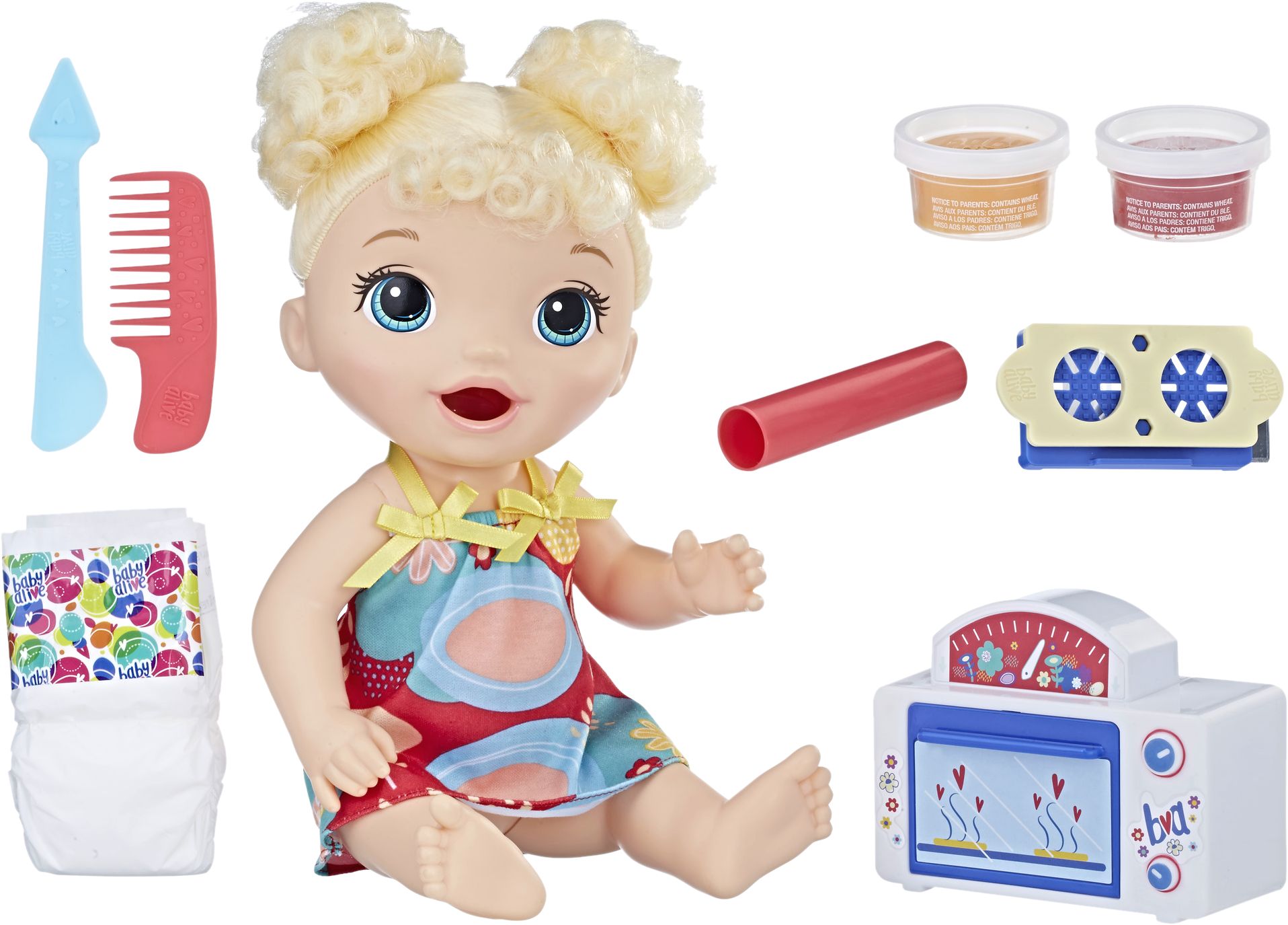 Baby Alive Snackin’ Treats Baby Doll With Curly Blonde Hair Composite_or_Mixed