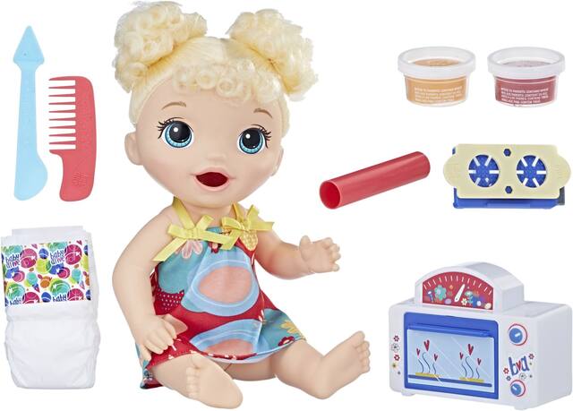 Poupée aux cheveux blonds bouclés Baby Alive Bébé Grignotines Composite_or_Mixed