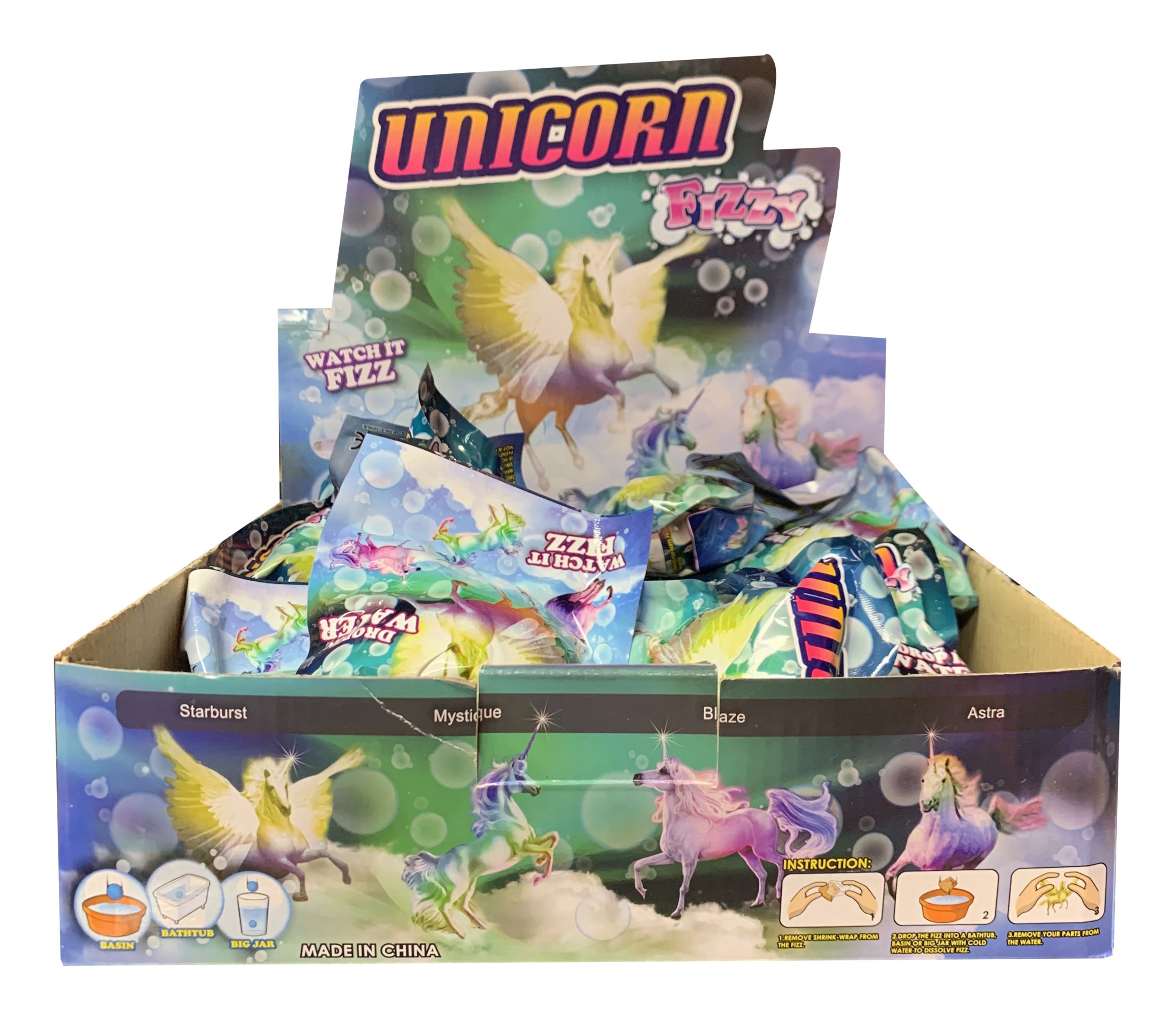 Unicorn Fizzing Egg with Secret Figurine, White, for Birthday/Party Favour Front_Flat