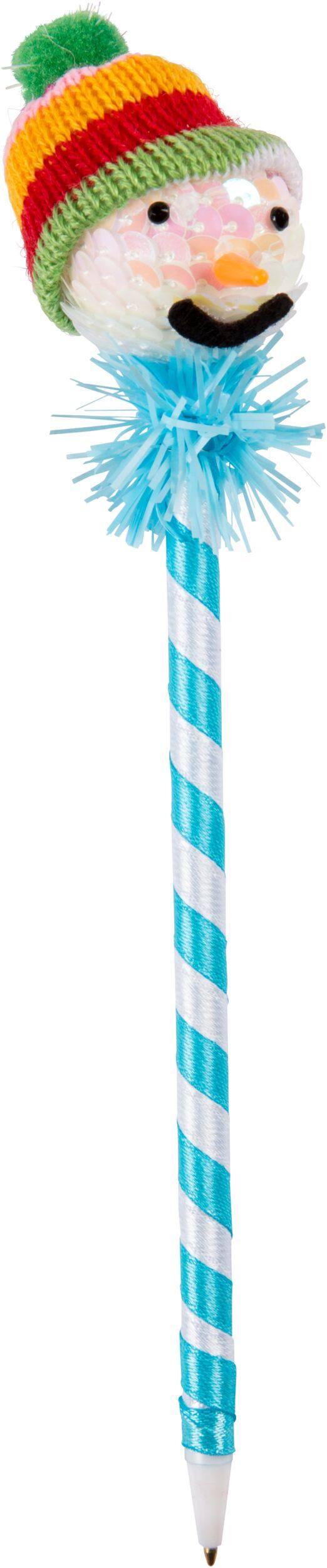 Stylo Bonhomme de neige bleu, 10,5 po Front_Angled_Right