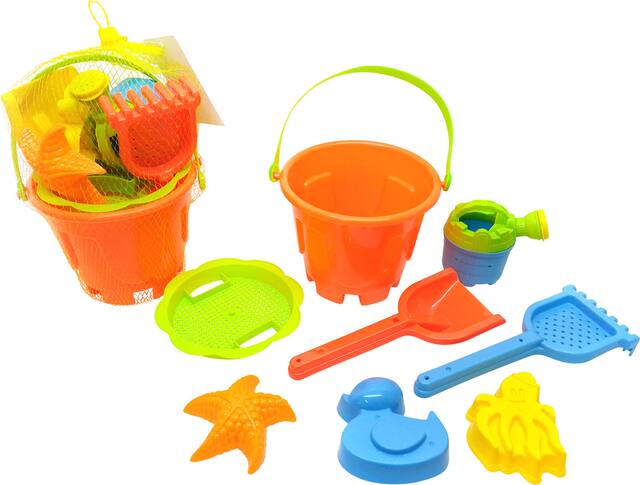 Sand Pail & Shovel Toys, Multi-Coloured, Assorted, 8-pk, for Summer/Beach Activities Composite_or_Mixed