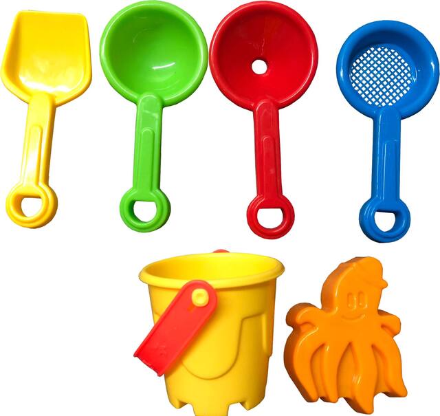 Extra Small Sand Pail & Shovel Toys, Multi-Coloured, 6-pk, for Summer/Beach Activities Composite_or_Mixed