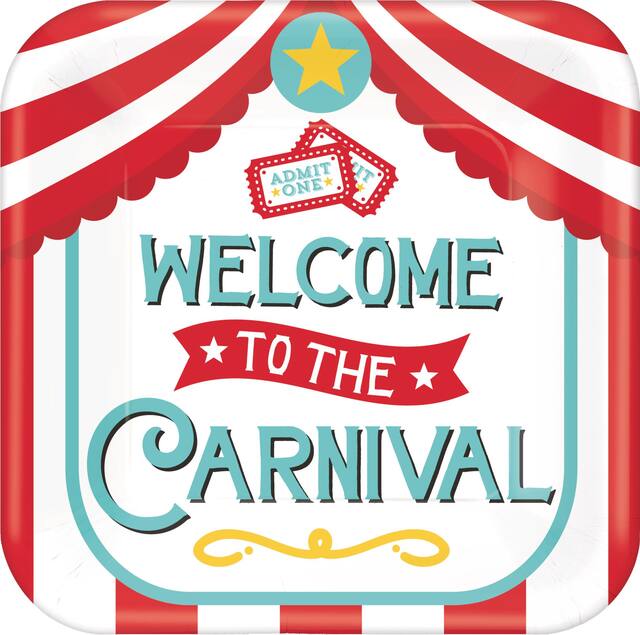 Assiettes à dessert Carnaval, paq. 8 Overhead_Flat