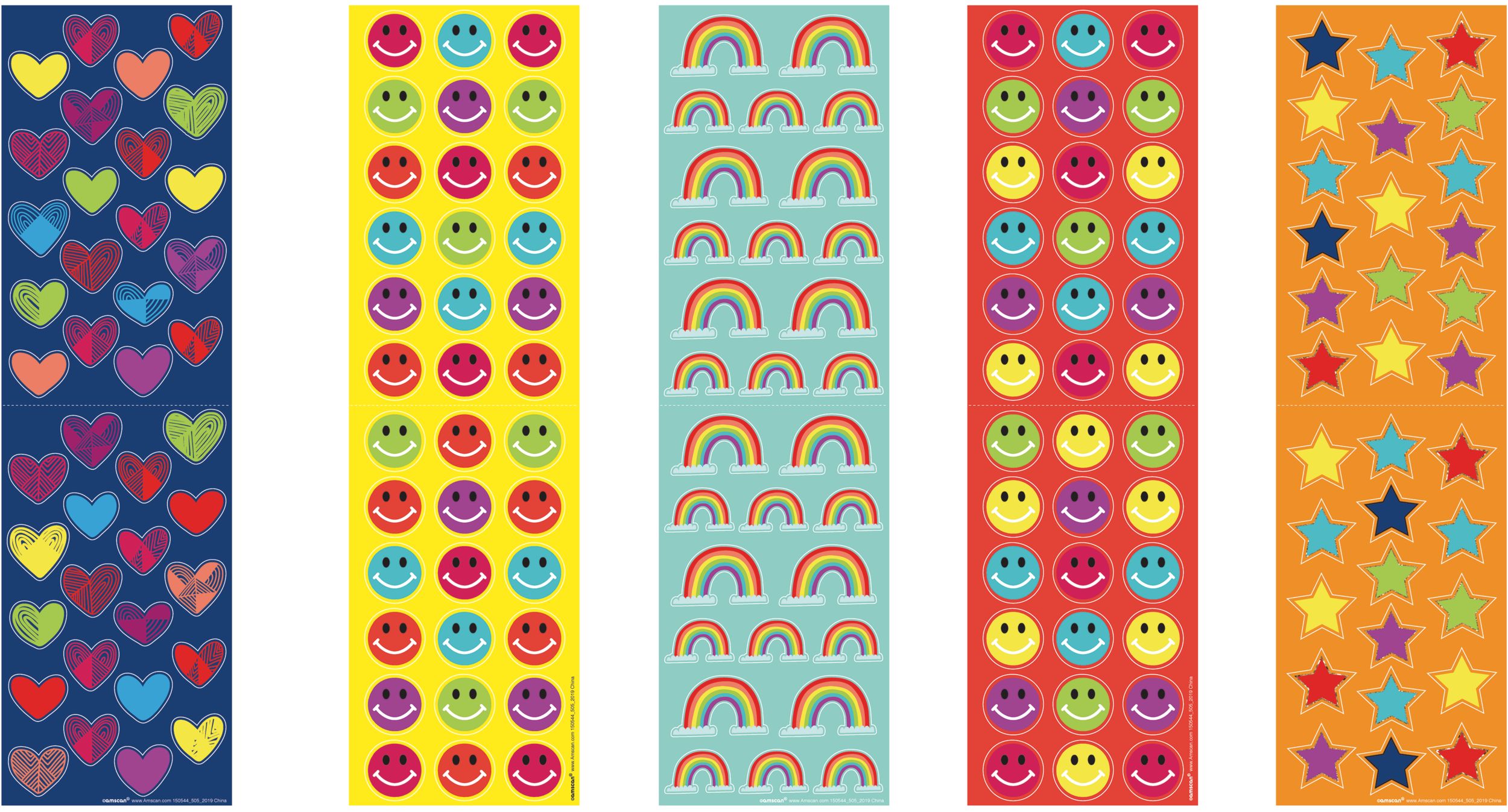 Rainbows Smiles & Fun Stickers, 10-pk Front_Flat