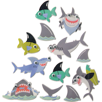 Shark Feeding Time Puffy Stickers Front_Flat