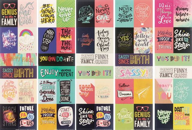 Autocollants phrases inspirantes pour enfants, paq. 10 Front_Flat