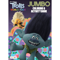 Trolls Colouring & Activity Book, Black/White, 32 Pages, Ages 4+, for Arts & Crafts/Birthday Favour Front_Flat