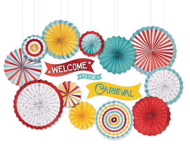 Décorations d'éventails en papier Fiesta Time Front_Flat