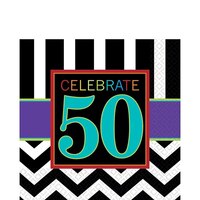 Celebrate 50th Birthday Lunch Napkins, 16-pk Overhead_Flat