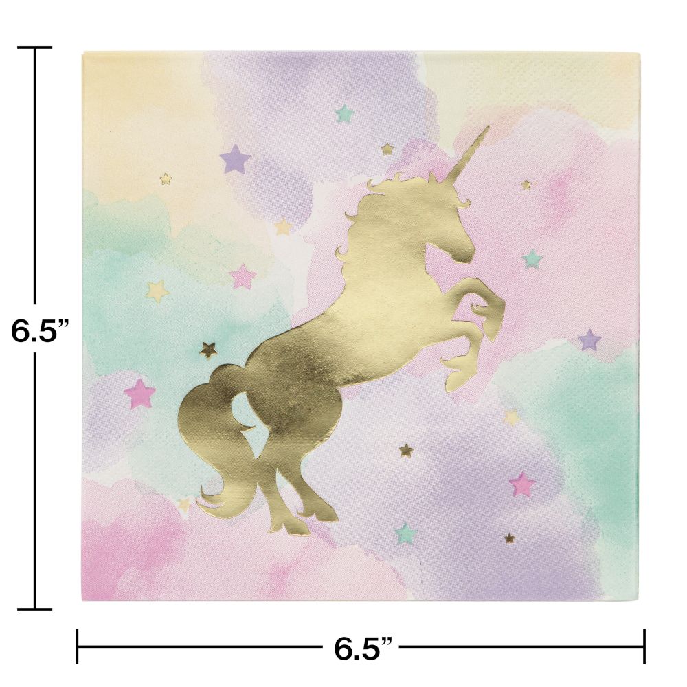 Serviettes de table Licorne scintillante, paq. 16 Front_Flat