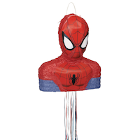 Disney Marvel Spider-Man Pinata Hanging Pull String Decoration, Red/Blue, 15-in, Holds 2lb of Pinata Filler, for Birthday Parties Front_Angled_Right