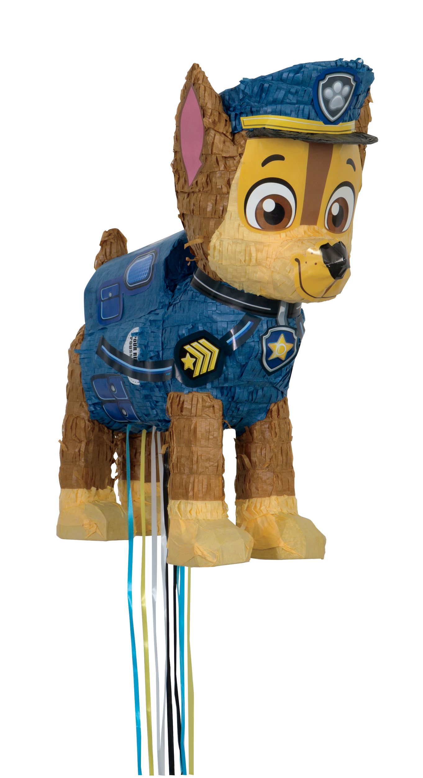 Décoration pinata à ficelles suspendue Nickelodeon Pat'Patrouille Chase, bleu/brun, 15 po, peut contenir 2 lb de garniture à pinata, pour fête d'anniversaire Front_Three_Fourths_Angled_Right