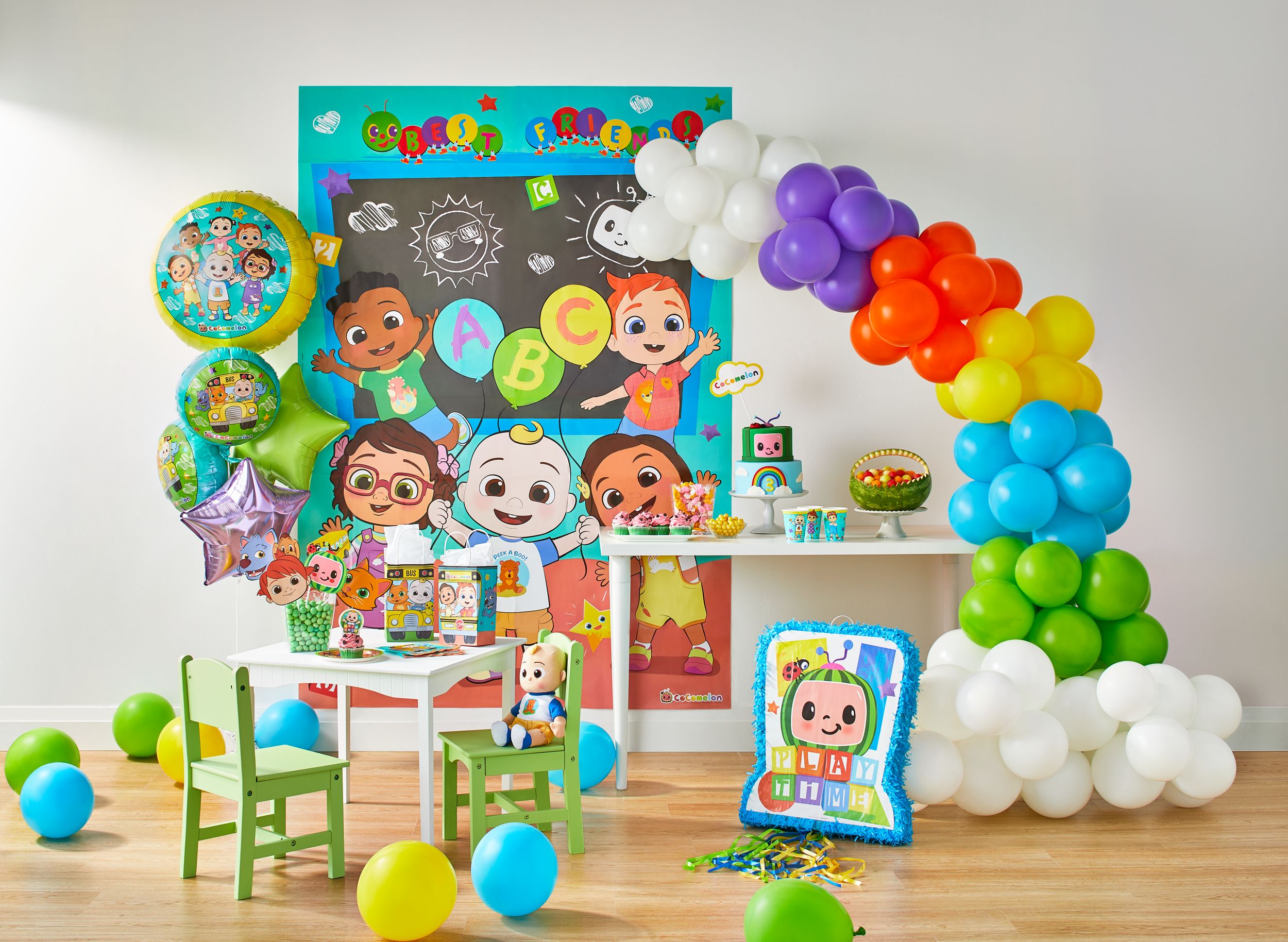 Cocomelon Pinata Hanging Pull String Decoration, for Birthday Parties Front_Flat