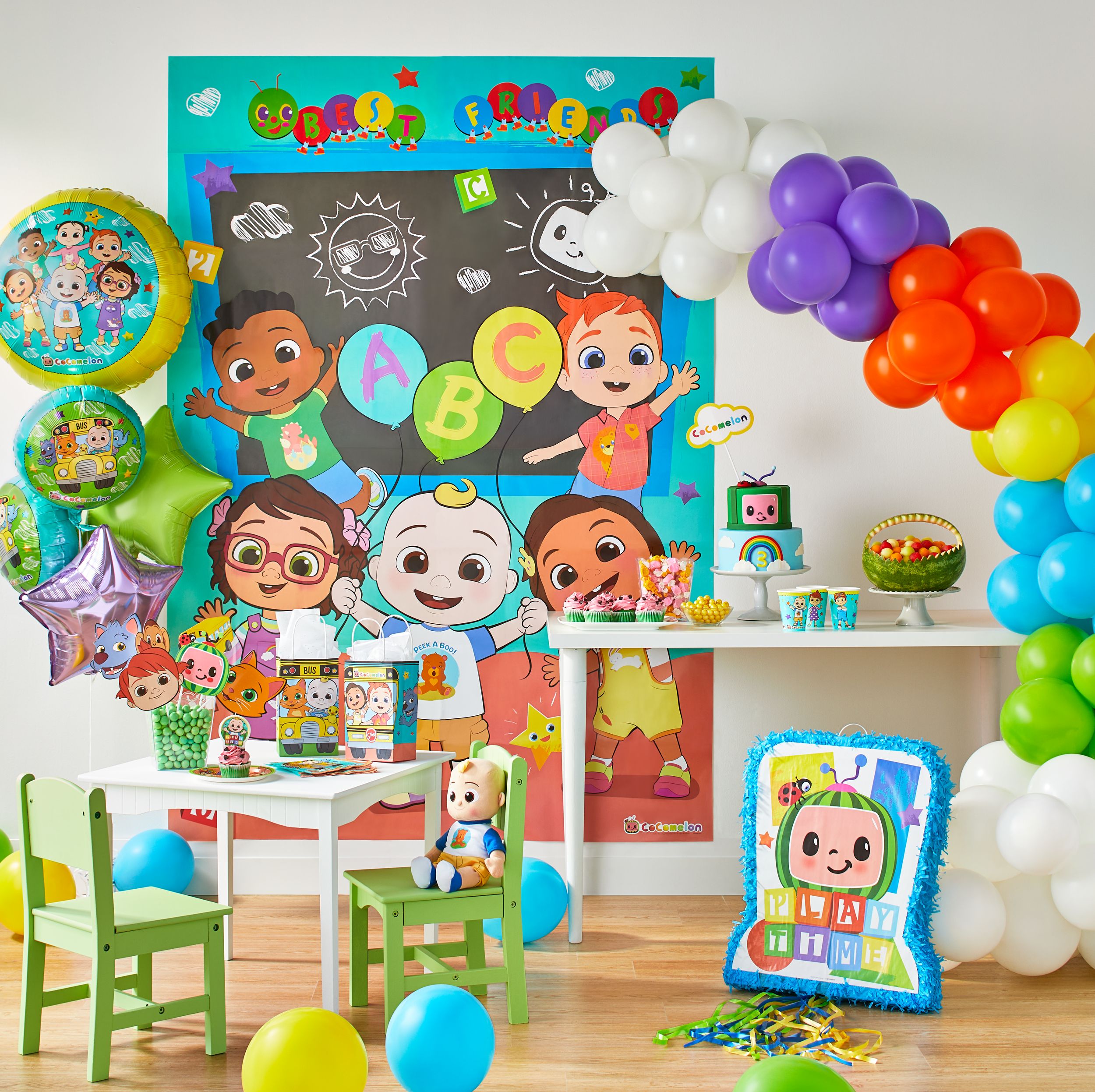 Cocomelon Pinata Hanging Pull String Decoration, for Birthday Parties Front_Flat