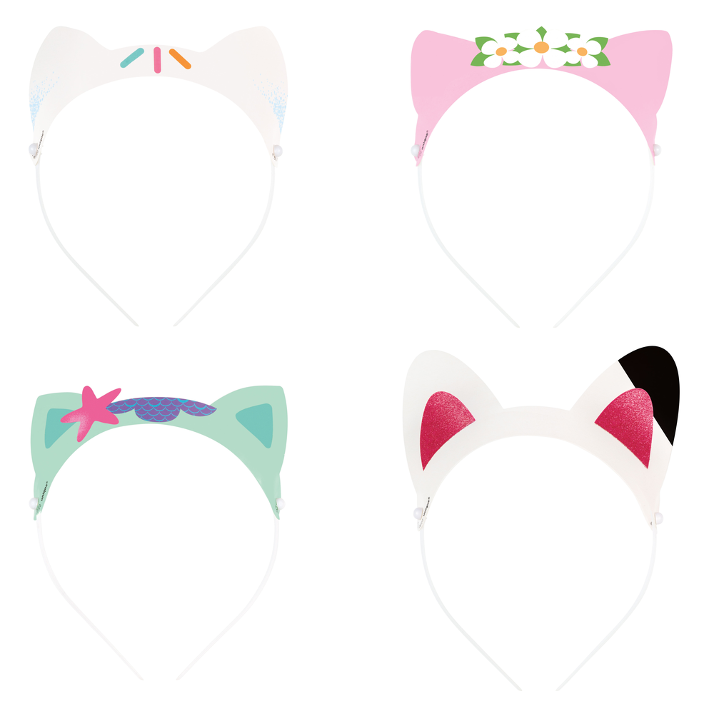 Serre-tête à oreilles de chat scintillantes Gabby et la maison magique,  multicolore, taille unique, paq. 4, accessoires à porter pour les  anniversaires
