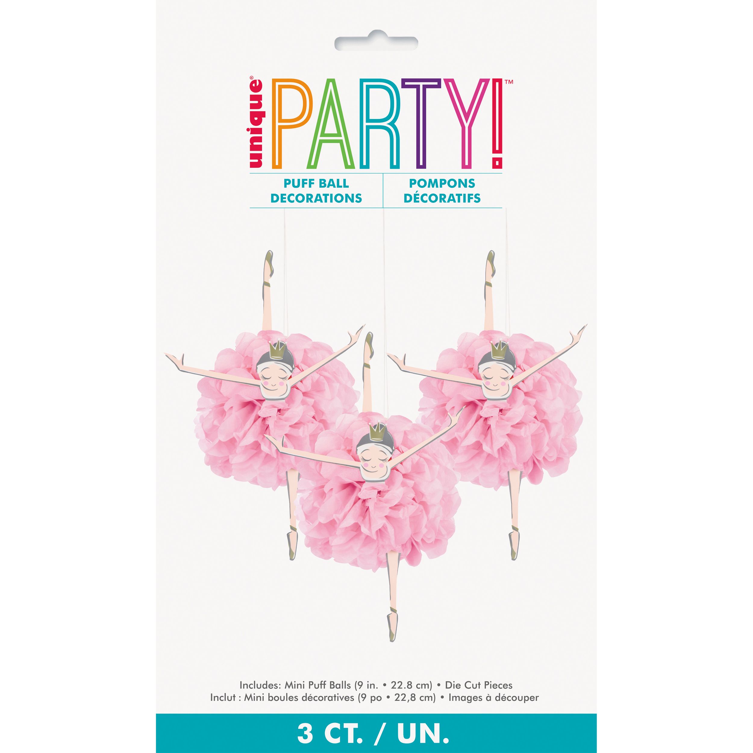 Swan Ballerina Sign Table Centerpiece Decorations, Pink, 9-in, 3-pk, for Birthday Party Front_Flat