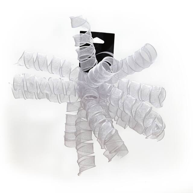 Gift Wrapping Material Fabric Swirl Spiral Curly Bow, Silver, 3-in, for Graduation/Birthday/Wedding Front_Flat